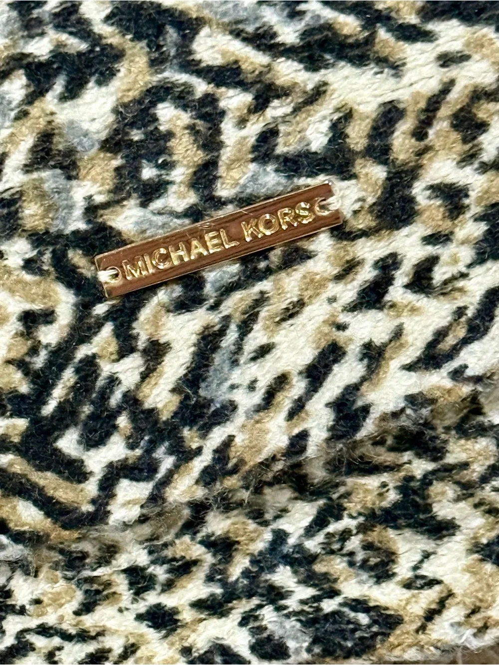 Michael Kors Infinity Scarf Knit Animal Print Black Cream Taupe One Size